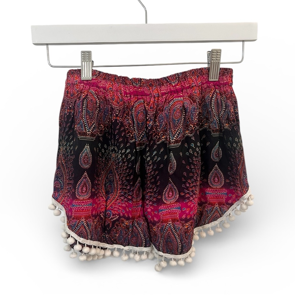 Boho Paisley Pom Pom Shorts